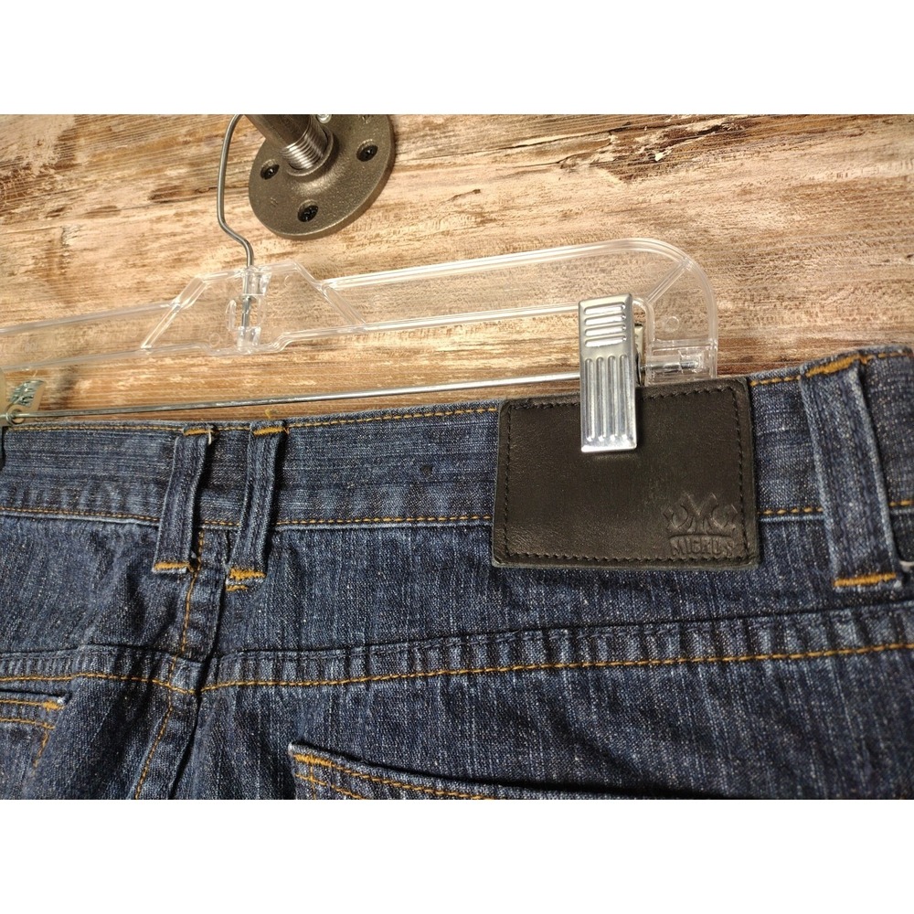 Micros Clothing Y2k Baggy Jeans Bootcut Dark Blue Denim Stud Pockets 36x32 90's - Picture 12 of 16